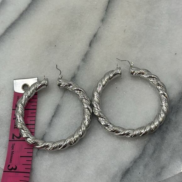 NWOT silver twisted large hoops - Picture 4 of 5